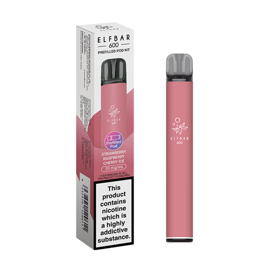 Elf Bar 600 Prefilled Pod Kit Strawberry Raspberry Cherry Ice